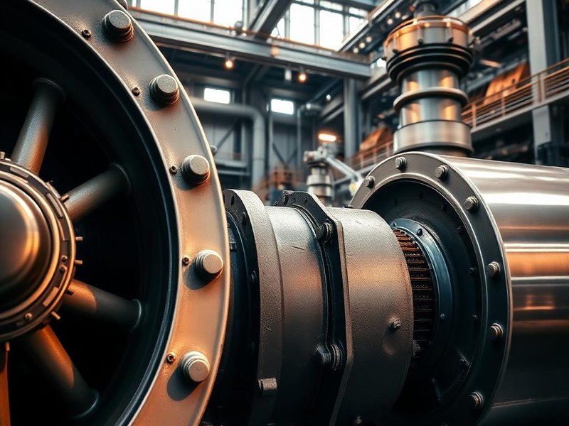 Industrial rotating equipment in a plant hall